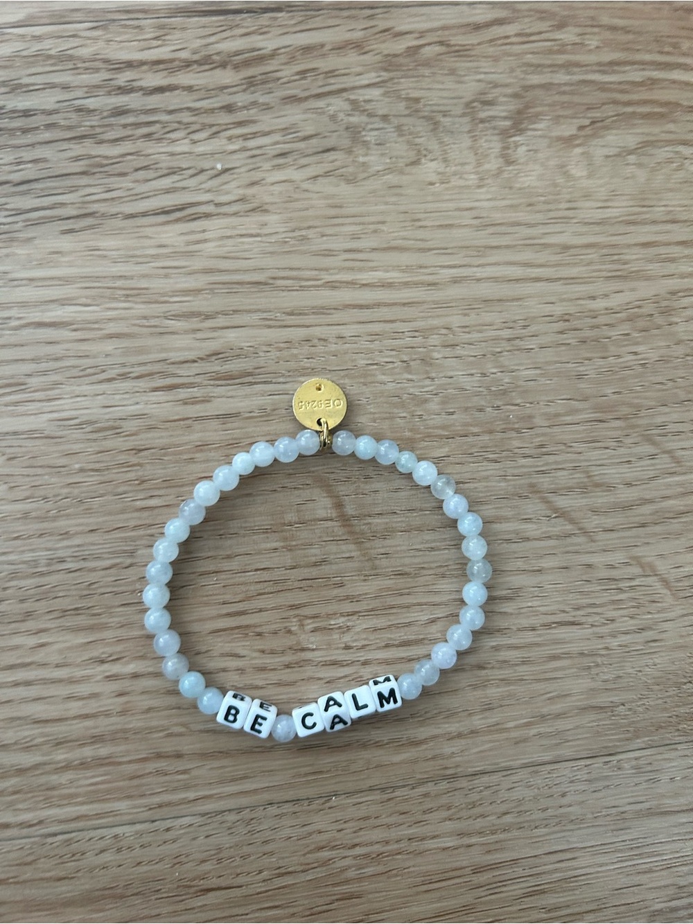 Little Words Project- Be Calm White Beaded Bracelet with Gold Charm